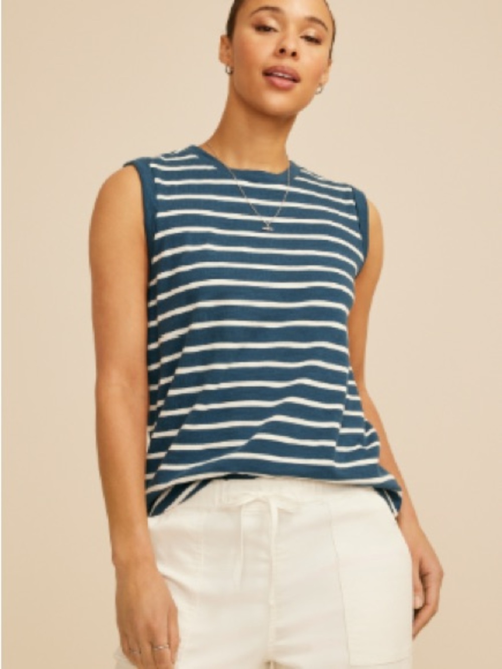 Maurices Navy and White Striped Muscle Tee